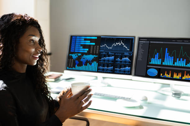 African Advisor Using KPI Dashboard With Financial Analytics Graphs