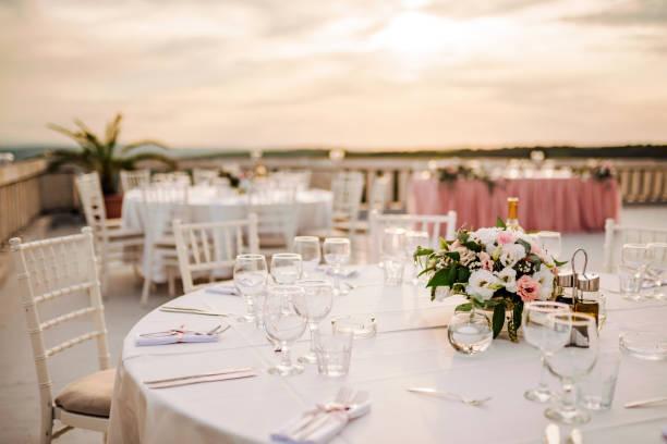 Fresh floral wedding decoration.Table decoration, wedding reception.